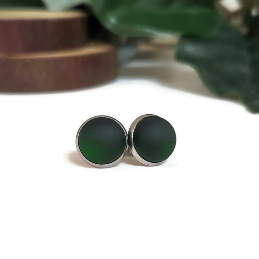 Boucles cabochons forêt noire - mat ou lustré - Bijoux Le fil d'Ariane