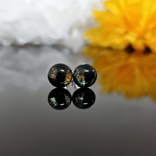 Boucles de l'ensemble Mini coeur doré et noir - Bijoux Le fil d'Ariane