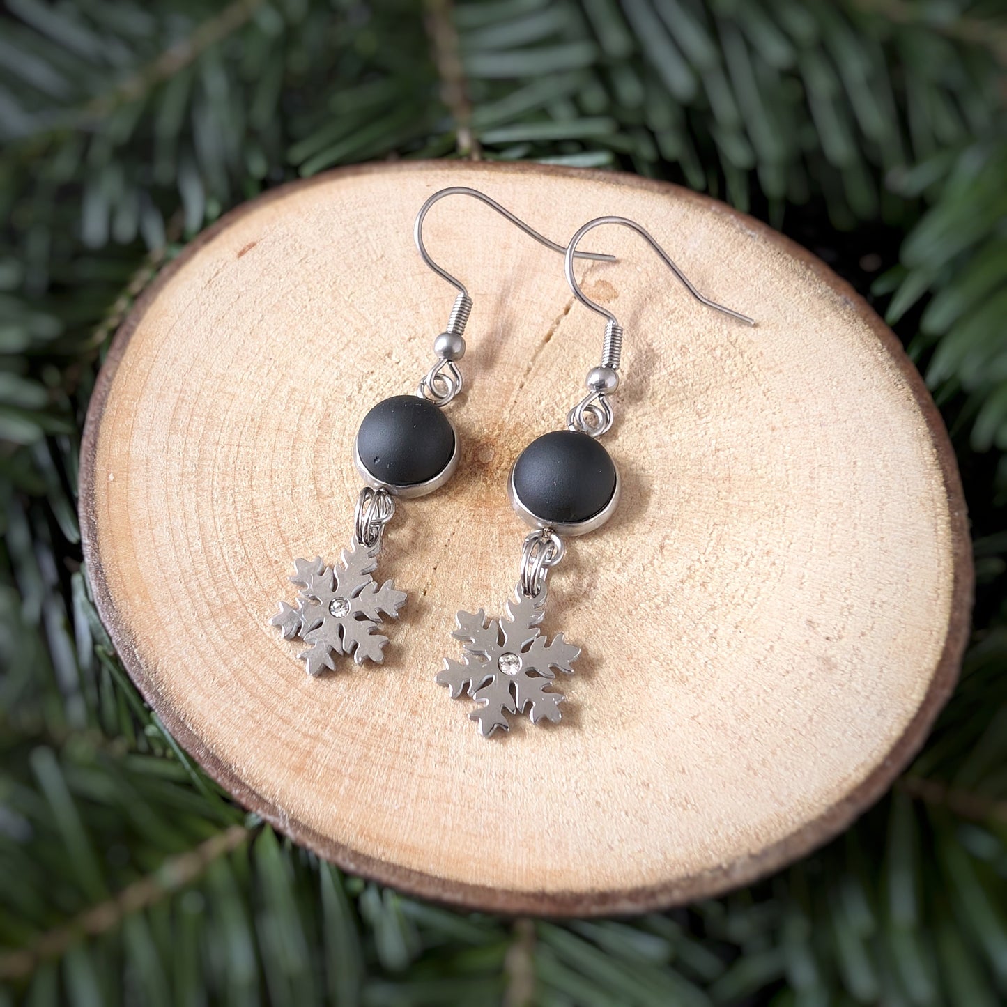 Boucles pendantes flocons - Bijoux Le fil d'Ariane