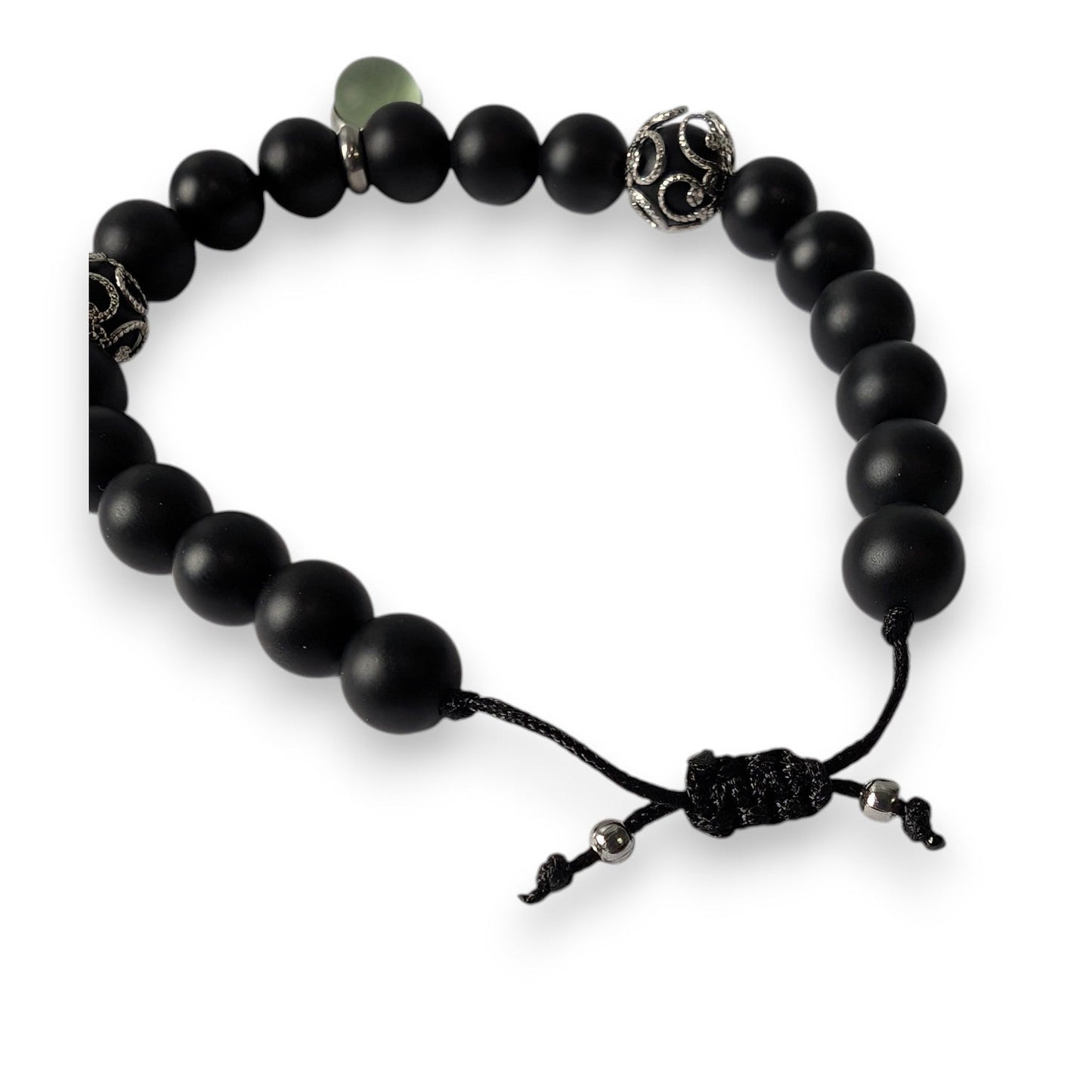 Bracelet agates noires mattes - Bijoux Le fil d'Ariane