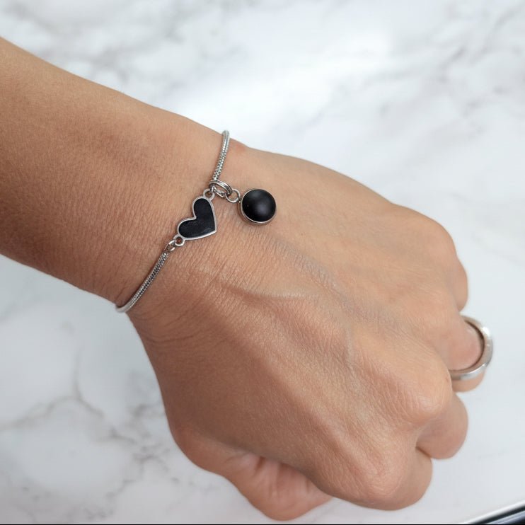 🖤 Bracelet coeur Noir Désir + Black Velvet - Bijoux Le fil d'Ariane