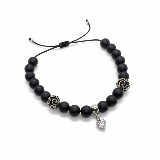 🖤 Bracelet de billes Noir Désir - Bijoux Le fil d'Ariane