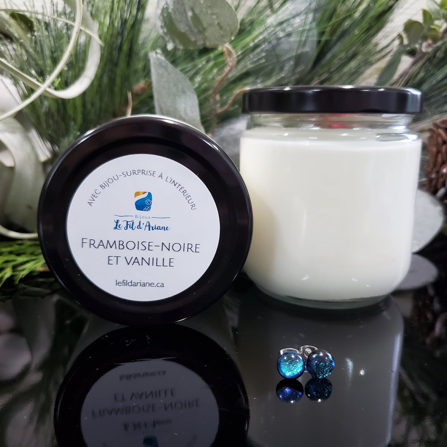 Chandelle - à - bijoux Framboise noire et vanille - Bijoux Le fil d'Ariane