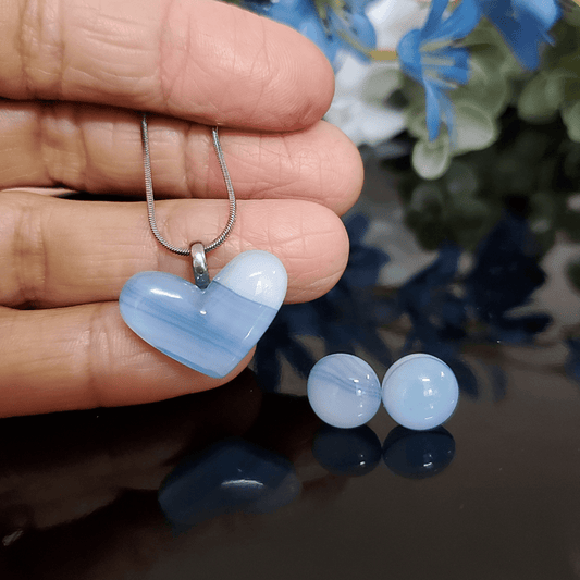 Coeur bleu pâle - Bijoux Le fil d'Ariane