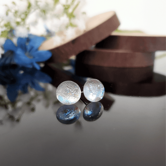 Édition limitée puces argent transparent veiné bleu - Bijoux Le fil d'Ariane