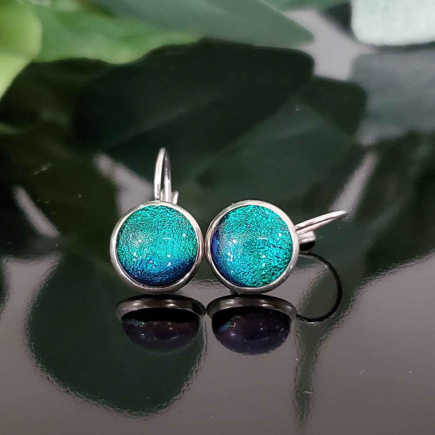 Leviers emeraude (balade en forêt), verre fusion - Bijoux Le fil d'Ariane
