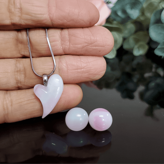 Mini coeur blanc et rose - Bijoux Le fil d'Ariane