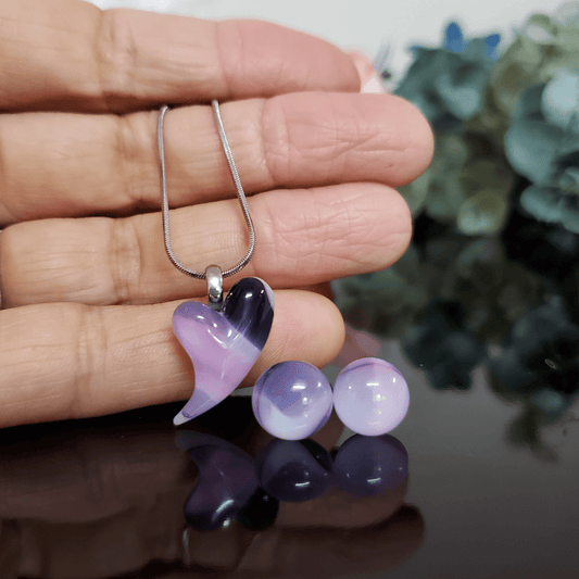 Mini coeur rose et mauve - Bijoux Le fil d'Ariane