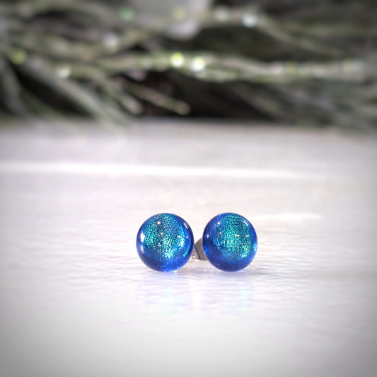 Puces d'oreilles Polaire - bleu roi transparent - Bijoux Le fil d'Ariane