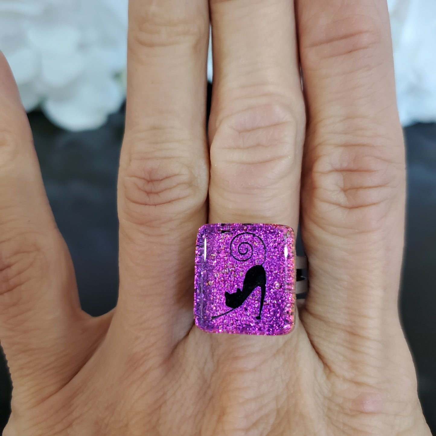 Bague chat rose fushia - Bijoux Le fil d'Ariane