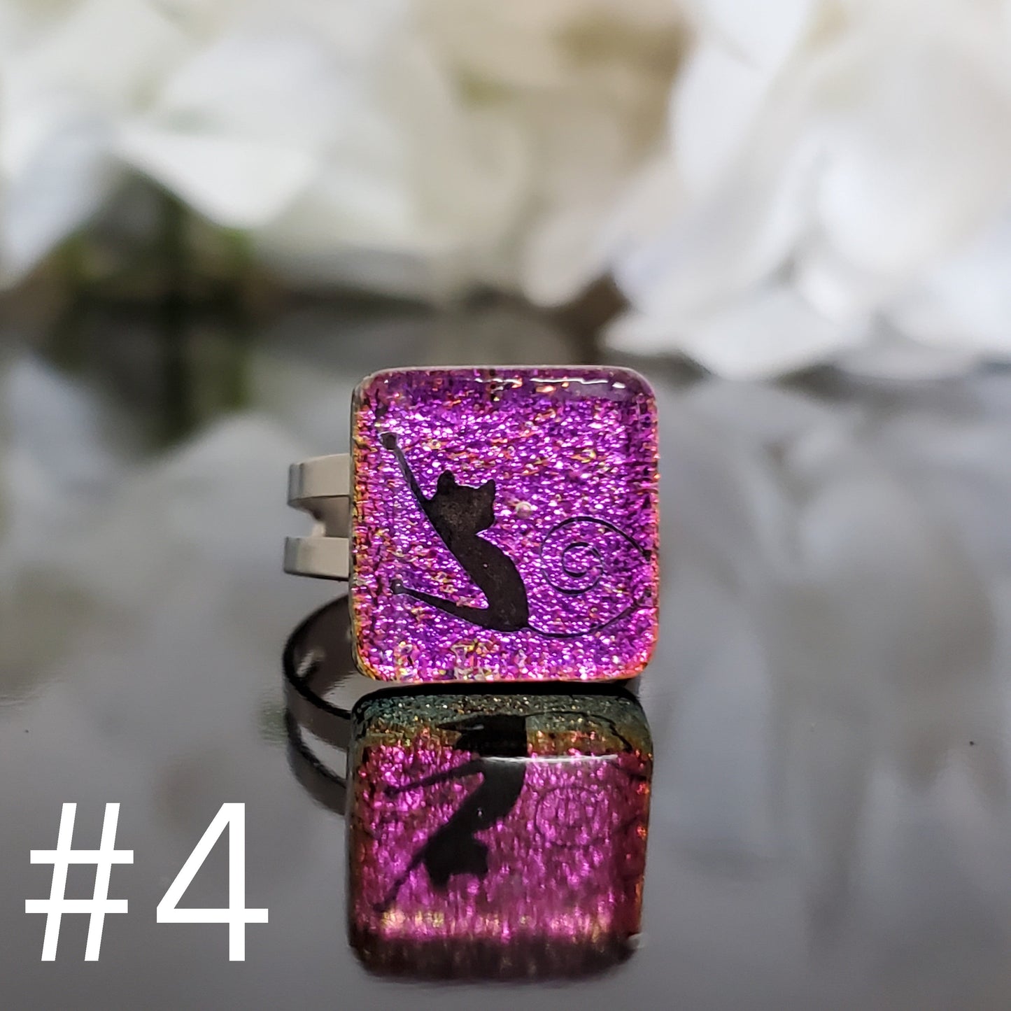 Bague chat rose fushia - Bijoux Le fil d'Ariane