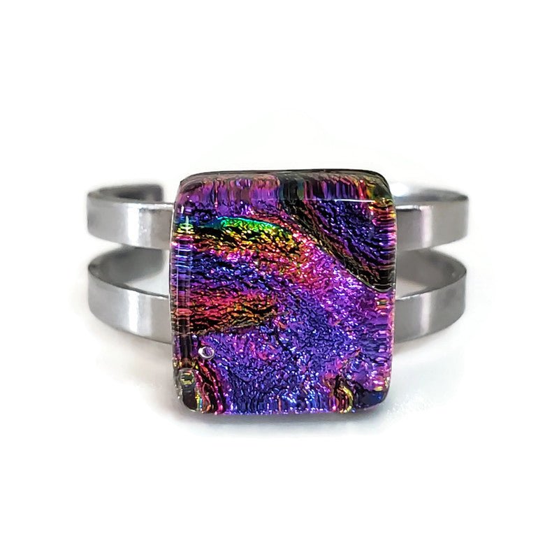 Bague mauve veiné - Bijoux Le fil d'Ariane