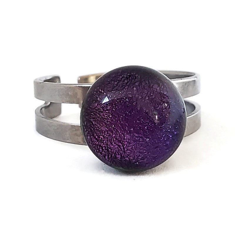 Bague régulière, violet verre fusion - Bijoux Le fil d'Ariane