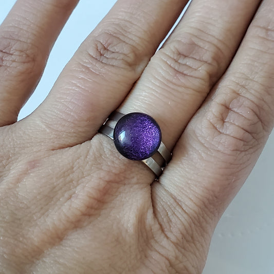 Bague régulière, violet verre fusion - Bijoux Le fil d'Ariane
