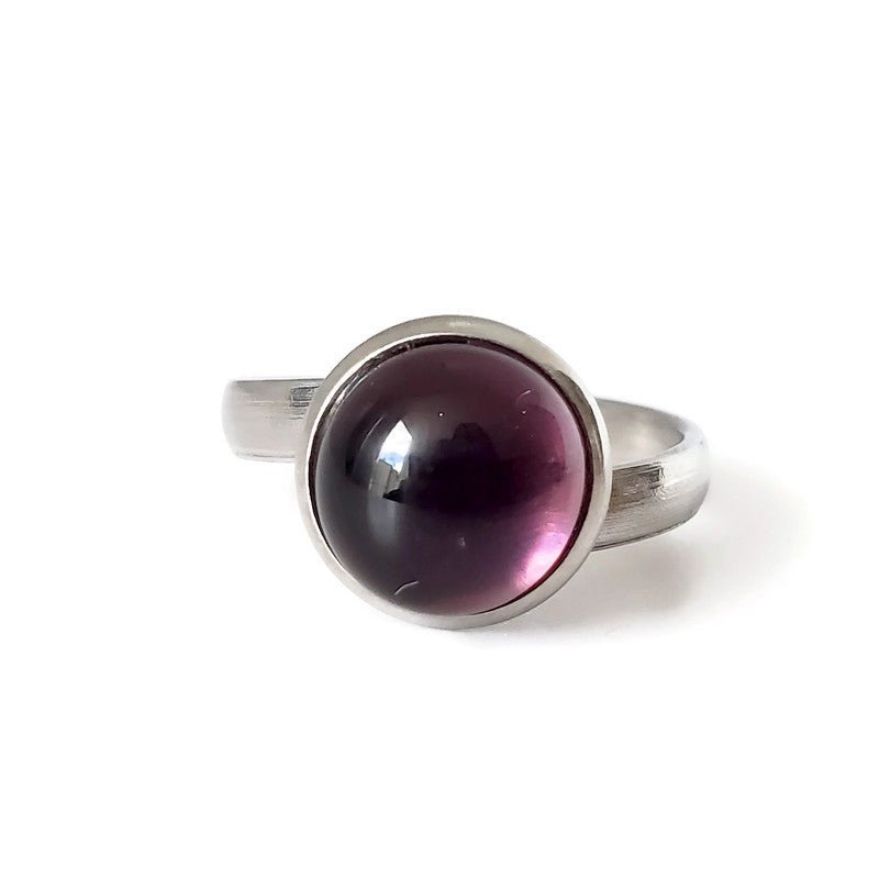 Bague Solstice lustré (mauve), ajustable en verre recyclé - Bijoux Le fil d'Ariane