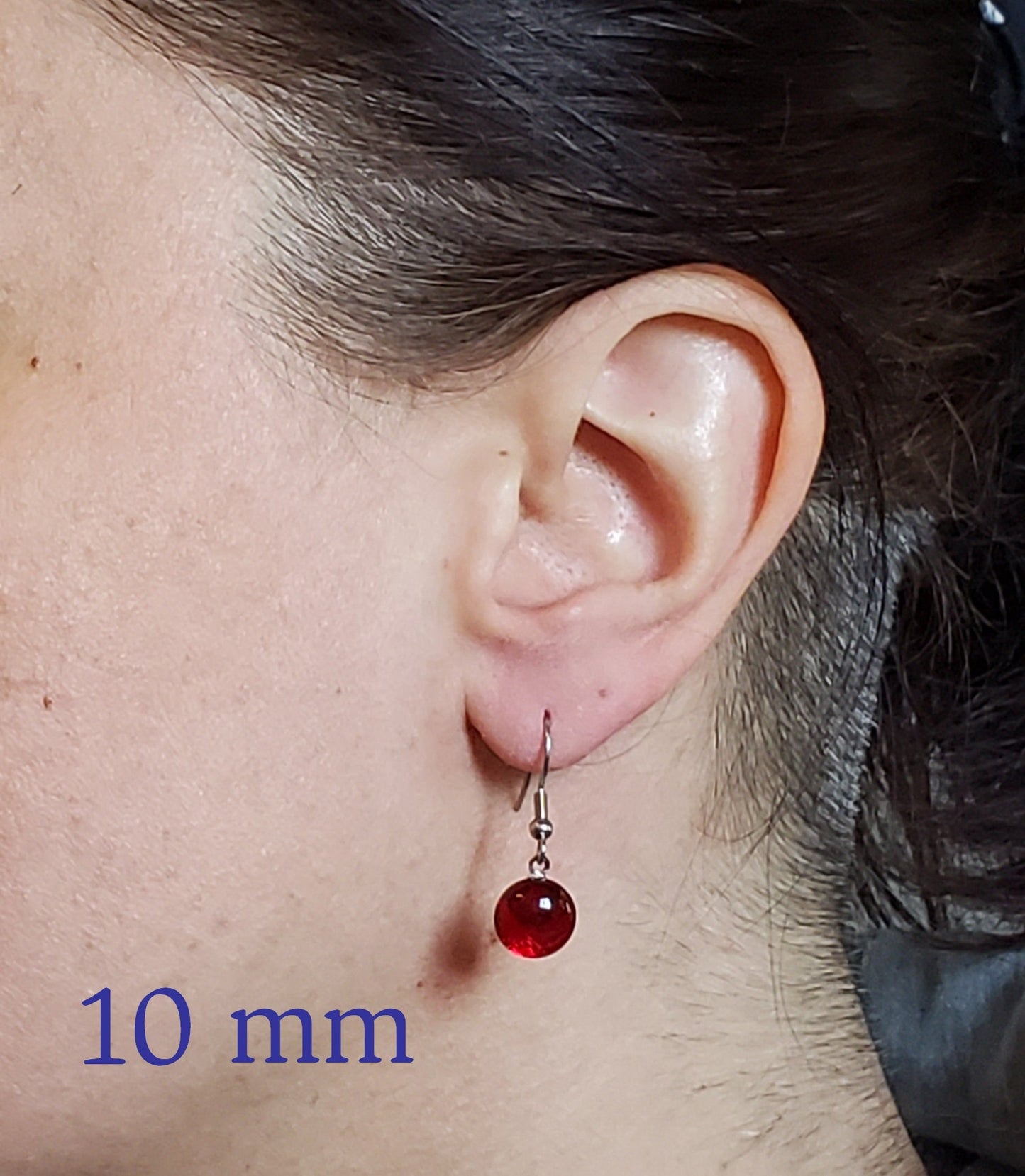 Boucles d'oreille argent, pendantes en verre fusion - Bijoux Le fil d'Ariane