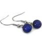 Boucles d'oreille bleu-violet foncé, pendantes en verre fusion - Bijoux Le fil d'Ariane