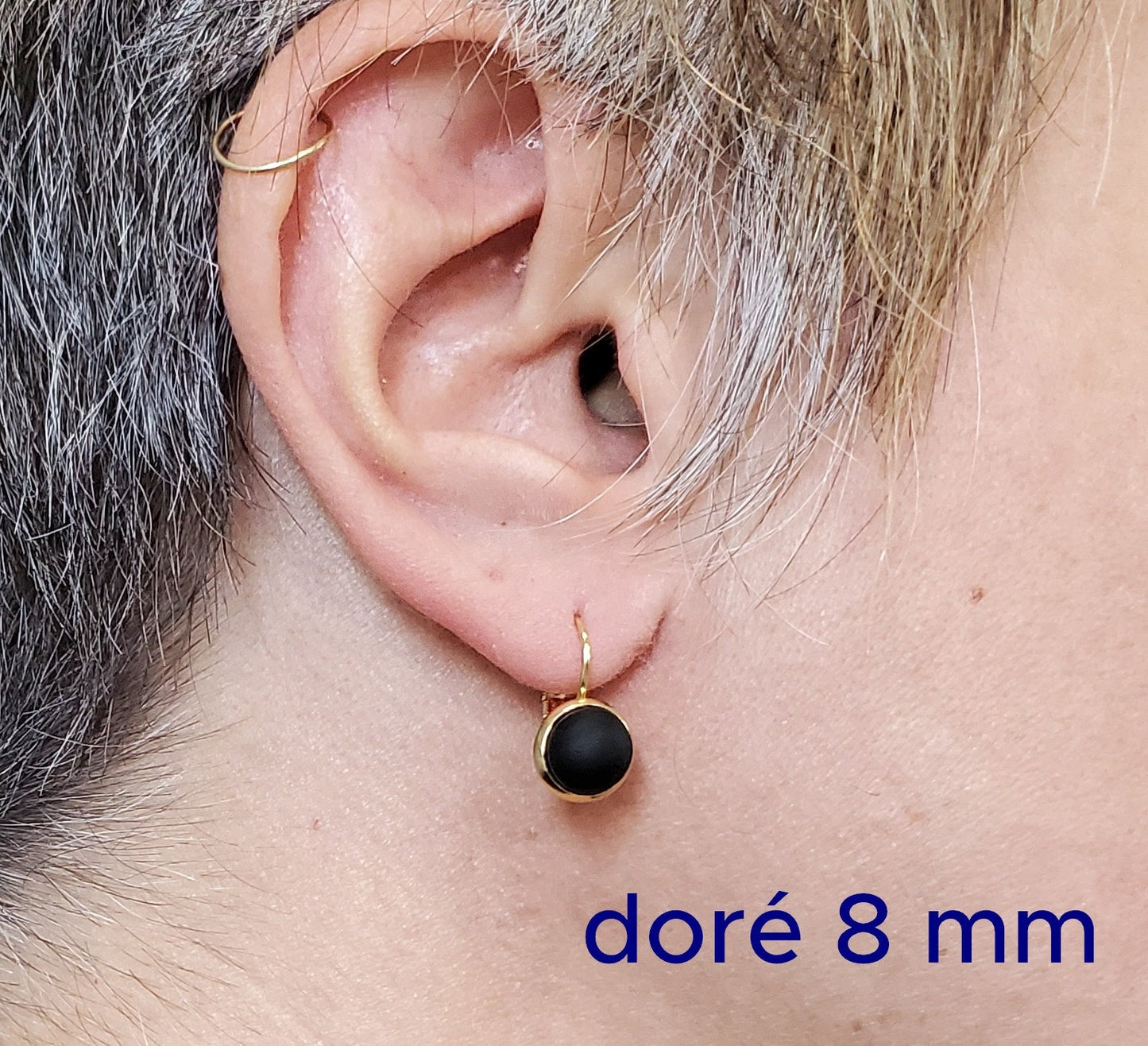 Boucles d'oreille leviers Black Velvet (noir mat), verre recyclé - Bijoux Le fil d'Ariane