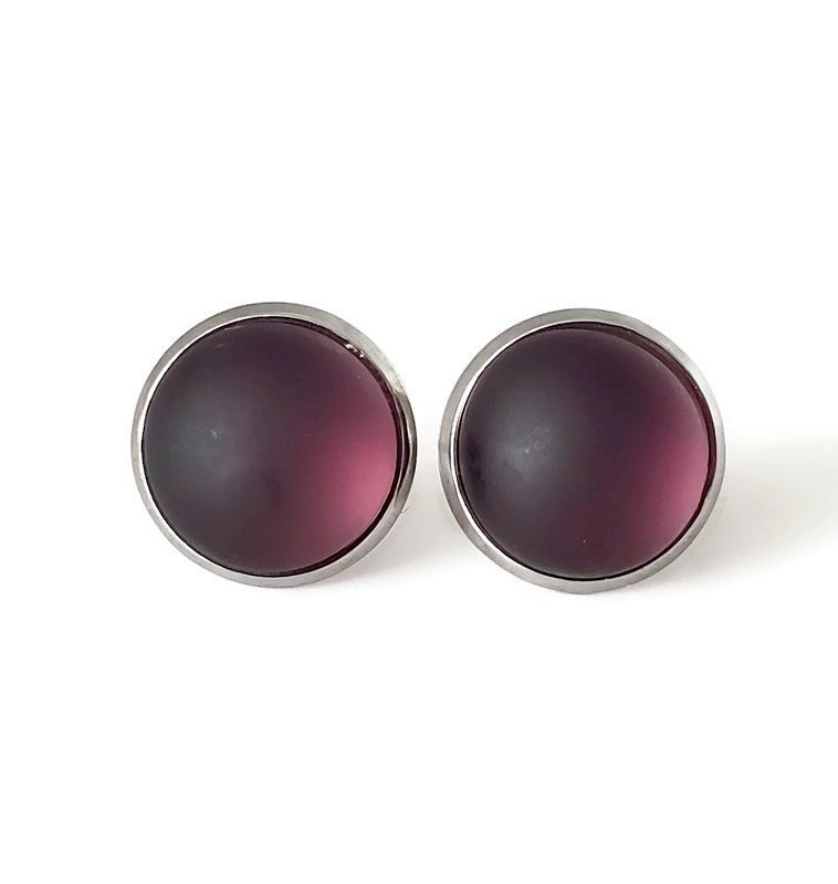 Boucles d'oreilles cabochon solstice (mauve) - mat ou lustré - Bijoux Le fil d'Ariane