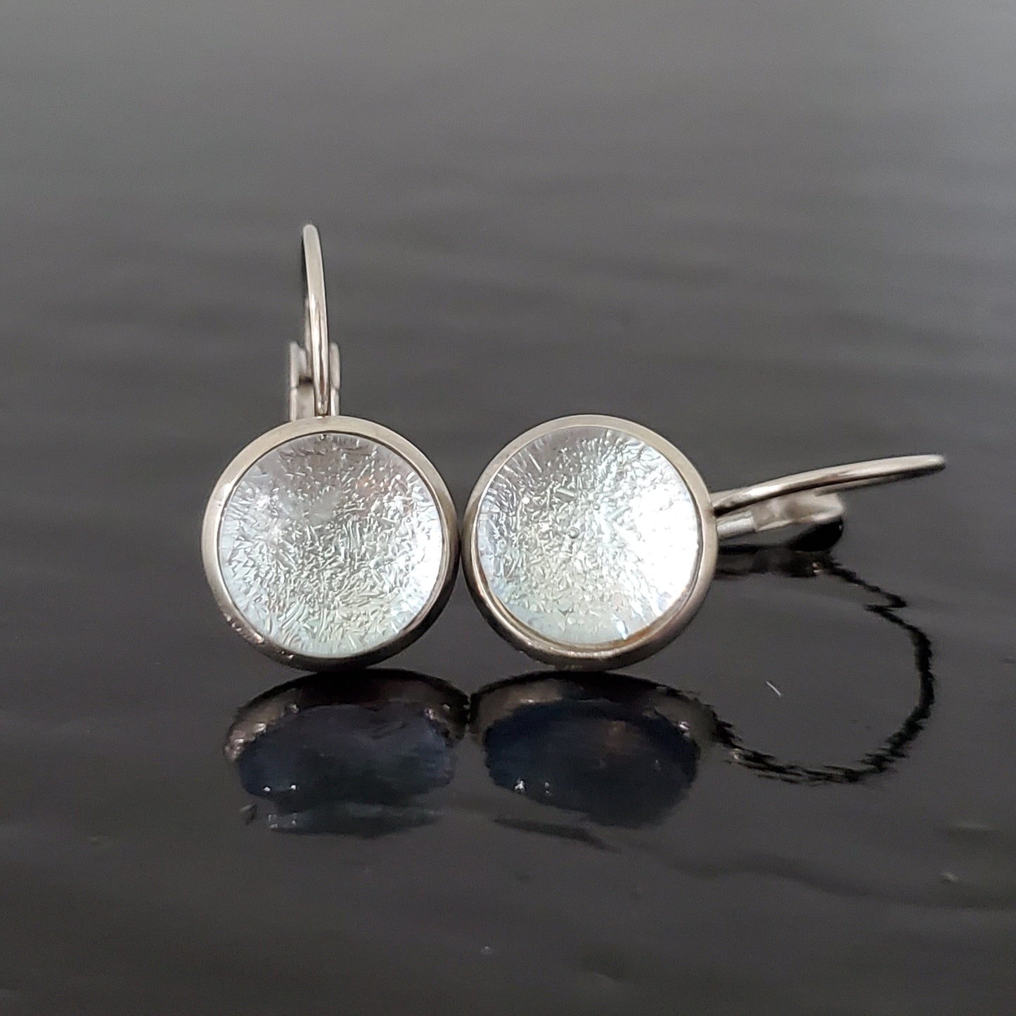 Boucles d'oreilles levier, argent transparent - Bijoux Le fil d'Ariane