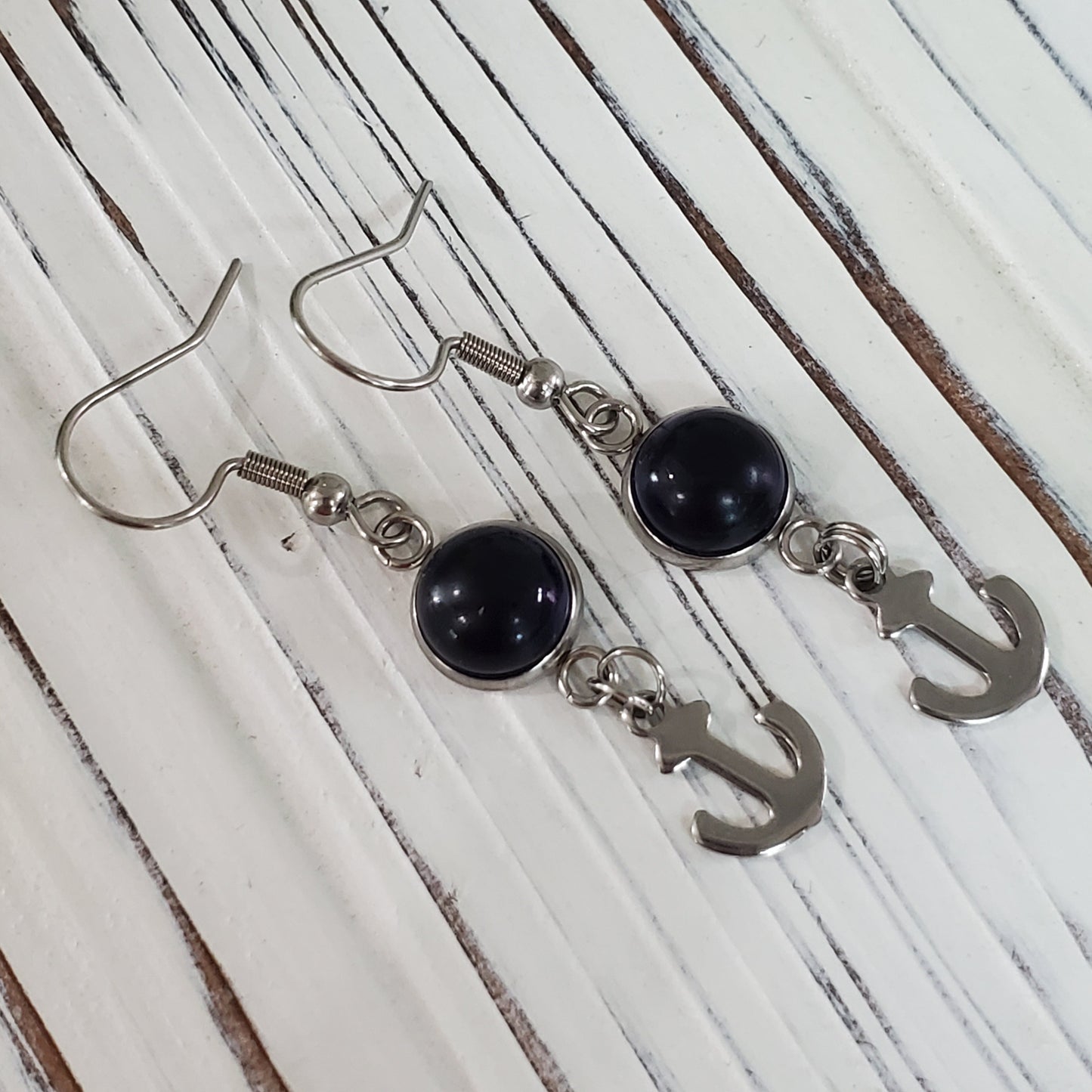 Boucles d'oreilles pendantes ancres - Bijoux Le fil d'Ariane