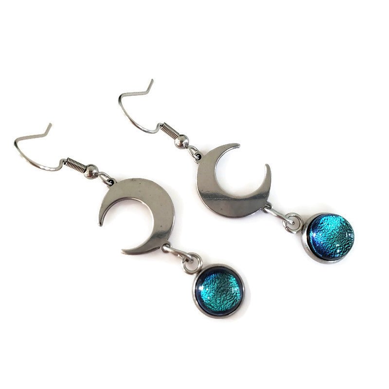 Boucles d'oreilles pendantes lune - Bijoux Le fil d'Ariane