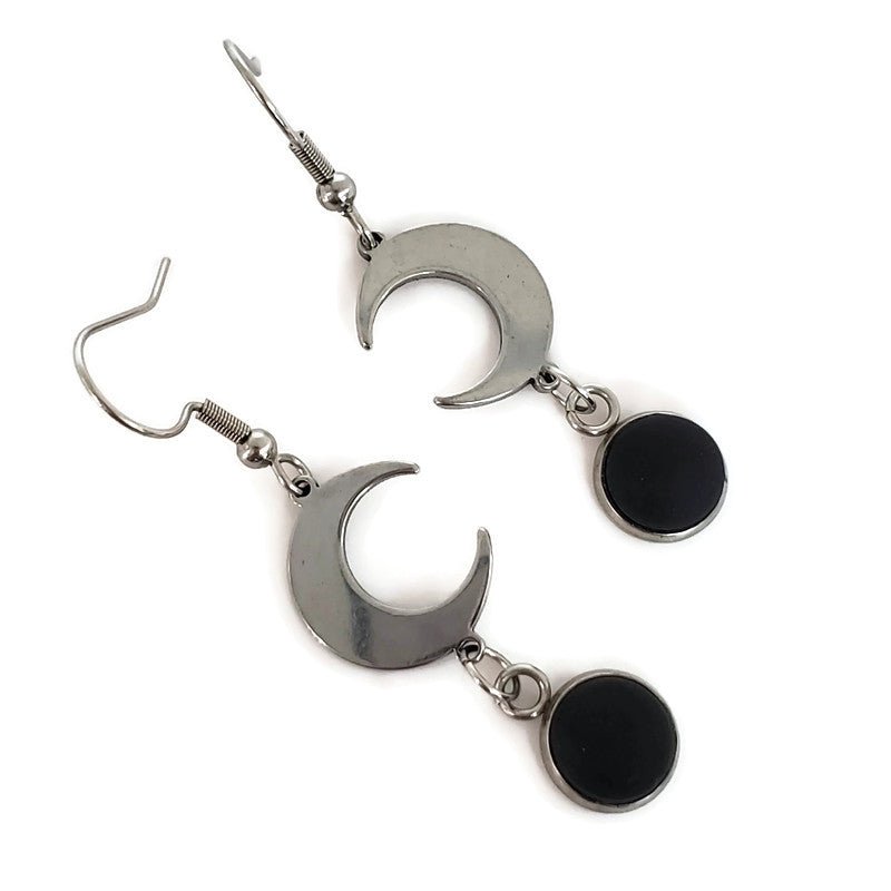 Boucles d'oreilles pendantes lune - Bijoux Le fil d'Ariane