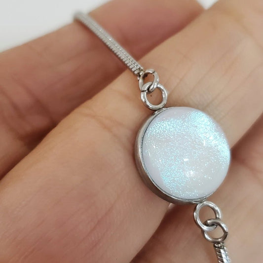 Bracelet ajustable blanc et bleu - Bijoux Le fil d'Ariane