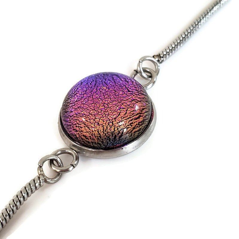 Bracelet ajustable mauve-bleu - Bijoux Le fil d'Ariane