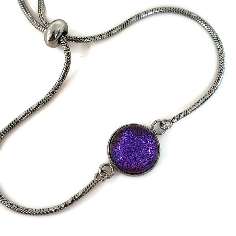 Bracelet ajustable mauve-bleu - Bijoux Le fil d'Ariane