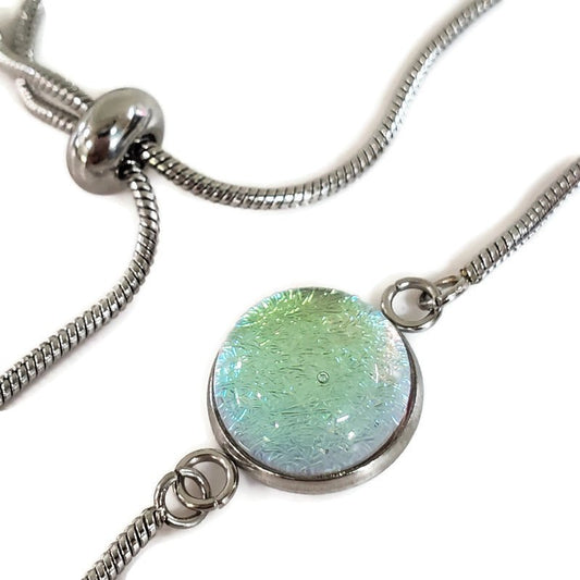 Bracelet ajustable vert-doré transparent - Bijoux Le fil d'Ariane