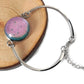 Bracelet d'acier inoxydable et verre fusion rose pâle - Bijoux Le fil d'Ariane