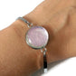 Bracelet d'acier inoxydable et verre fusion transparent rose pâle - Bijoux Le fil d'Ariane
