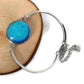 Bracelet d'acier inoxydable et verre fusion turquoise-bleu - Bijoux Le fil d'Ariane