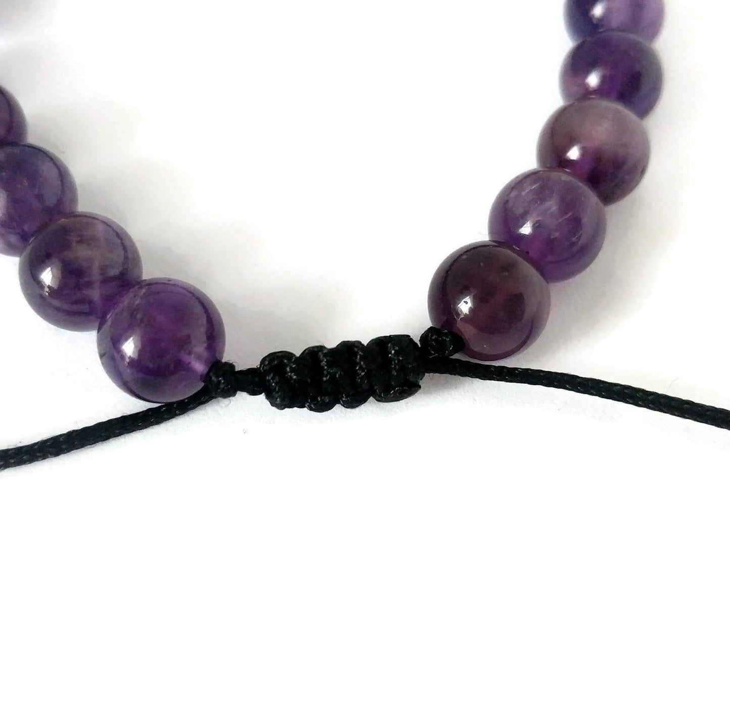 Bracelet de billes violet, avec pierres volcaniques - Bijoux Le fil d'Ariane