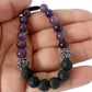 Bracelet de billes violet, avec pierres volcaniques - Bijoux Le fil d'Ariane