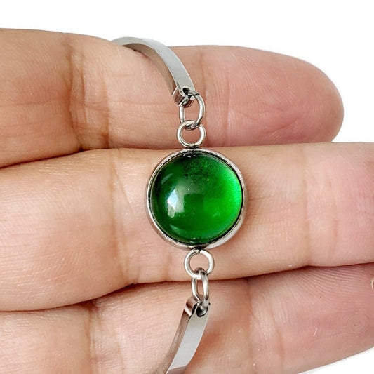 Mini bracelet verre récupéré et inox Sangria lustré - Bijoux Le fil d'Ariane