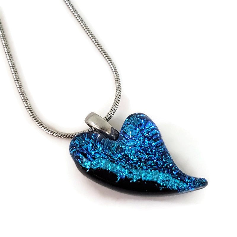 Mini coeur, bleu et noir - Bijoux Le fil d'Ariane