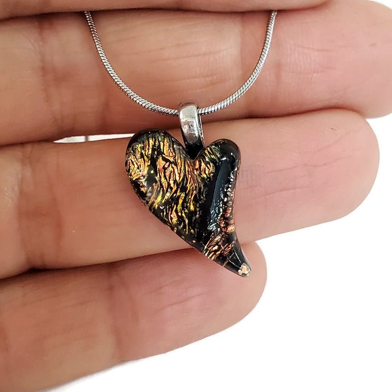 Mini coeur, bronze et noir - Bijoux Le fil d'Ariane