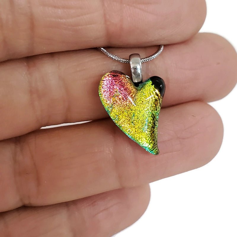 Mini coeur, jaune et rose - Bijoux Le fil d'Ariane