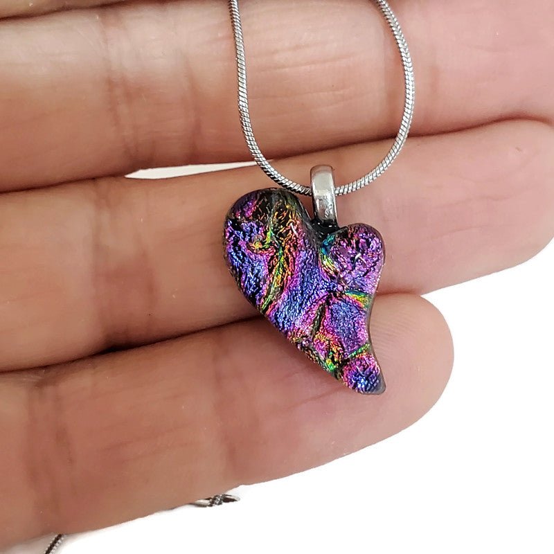 Mini coeur, mauve veiné - Bijoux Le fil d'Ariane