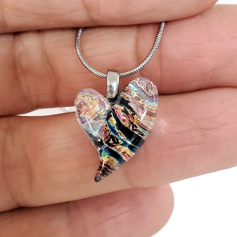 Mini coeur, transparent et rose - Bijoux Le fil d'Ariane