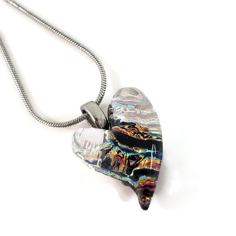 Mini coeur, transparent et rose - Bijoux Le fil d'Ariane