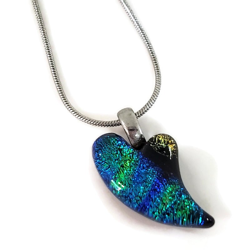 Mini coeur, vert et noir - Bijoux Le fil d'Ariane