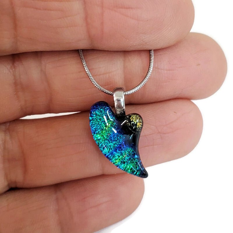 Mini coeur, vert et noir - Bijoux Le fil d'Ariane