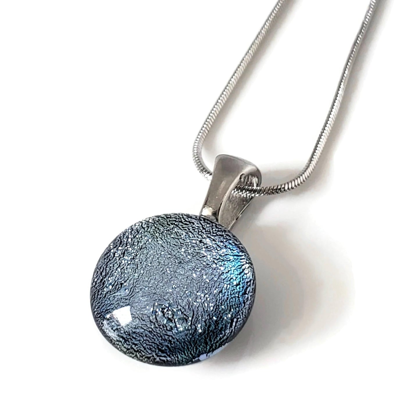 Mini pendentif, argent, verre fusion - Bijoux Le fil d'Ariane