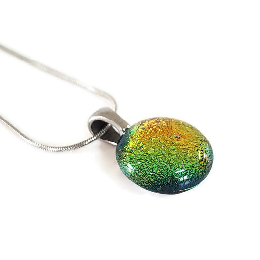 Mini pendentif, orange, verre fusion - Bijoux Le fil d'Ariane