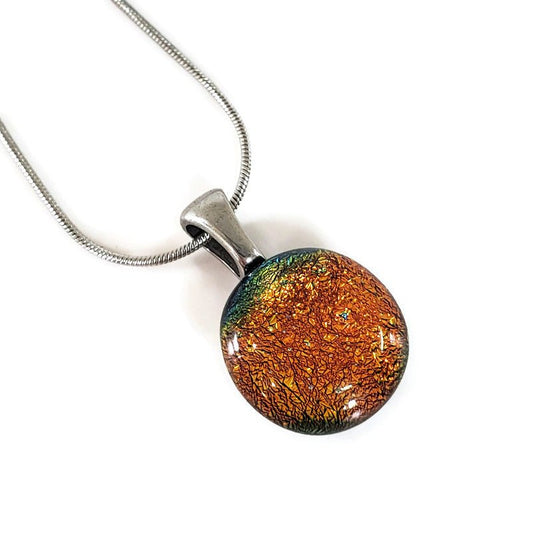 Mini pendentif, orange, verre fusion - Bijoux Le fil d'Ariane