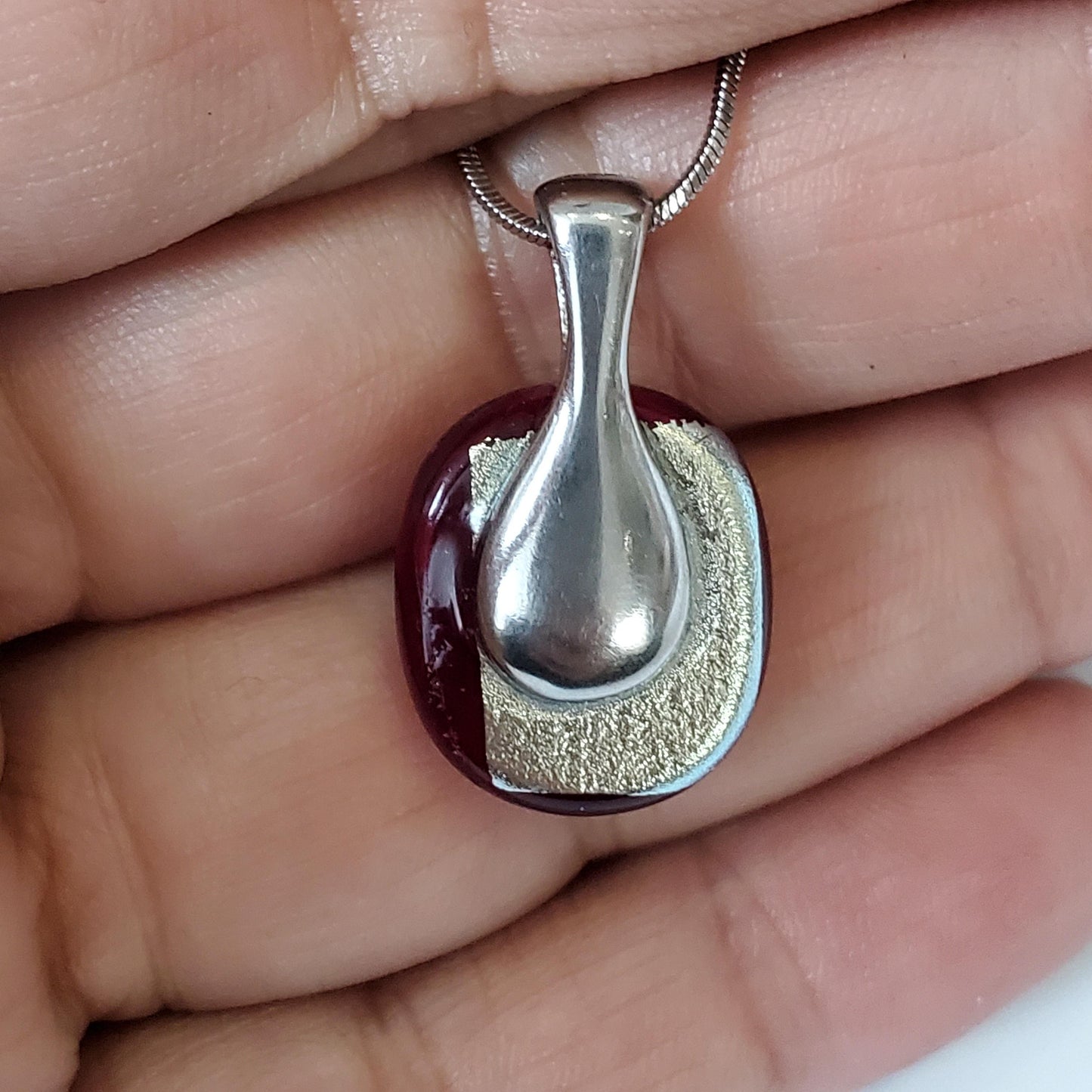 Mini pendant, transparent red fused glass