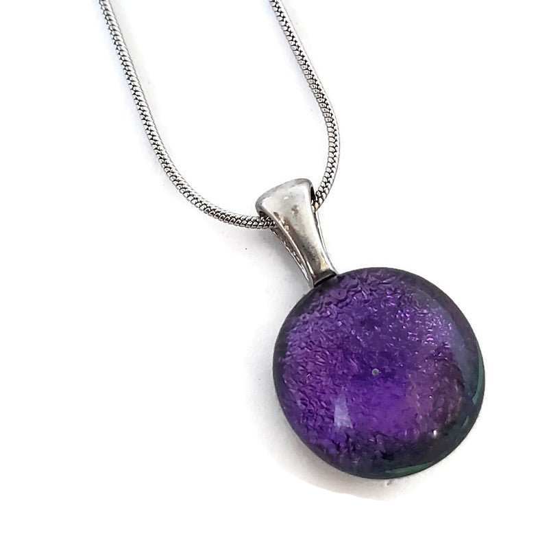 Mini pendentif, violet, verre fusion - Bijoux Le fil d'Ariane